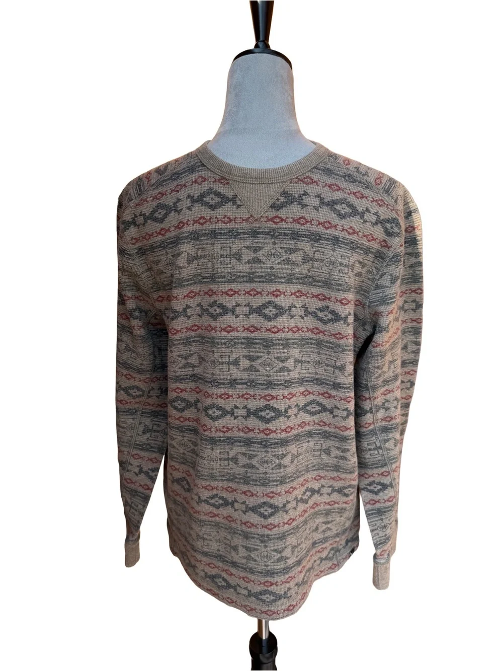 Eddie Bauer Southwestern Aztec Thermal Waffle Knit Pullover Shirt Men S Gorpcore